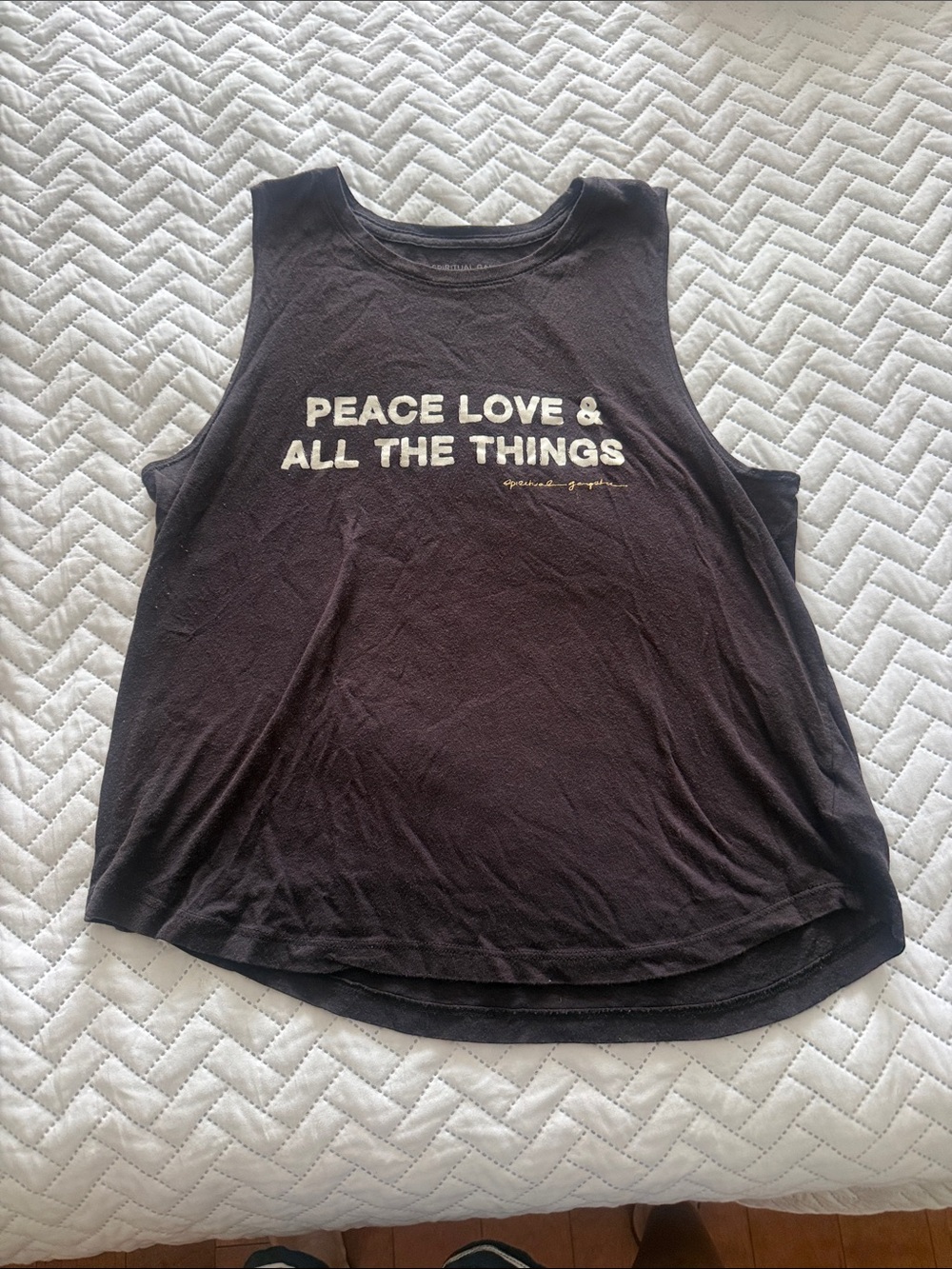 Spiritual Gangster Black Tank with White Peace Love Text